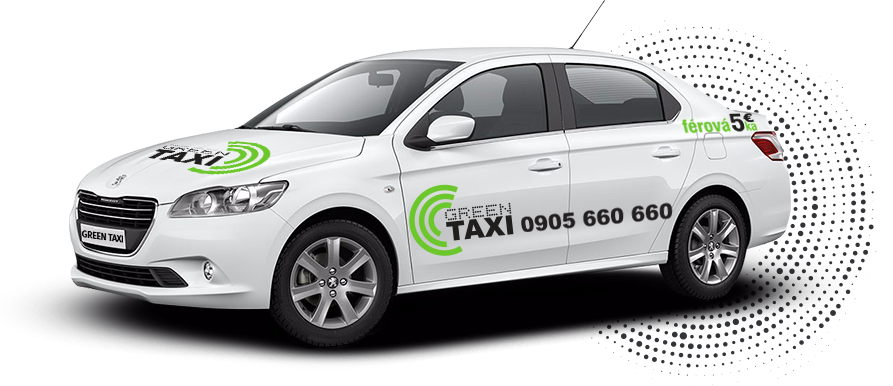 Vozidlo Green TAXI Bratislava s firemným polepom